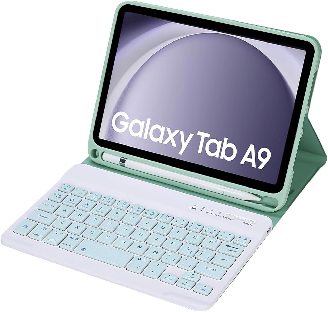 Keyboard Case for Samsung Galaxy Tab A9 8.7 Inch 2023, Detachable Keyboard with Pencil Holder, Protective Cover for Tab A9 8.7" Tablet SM-X110/X115/X117,Green