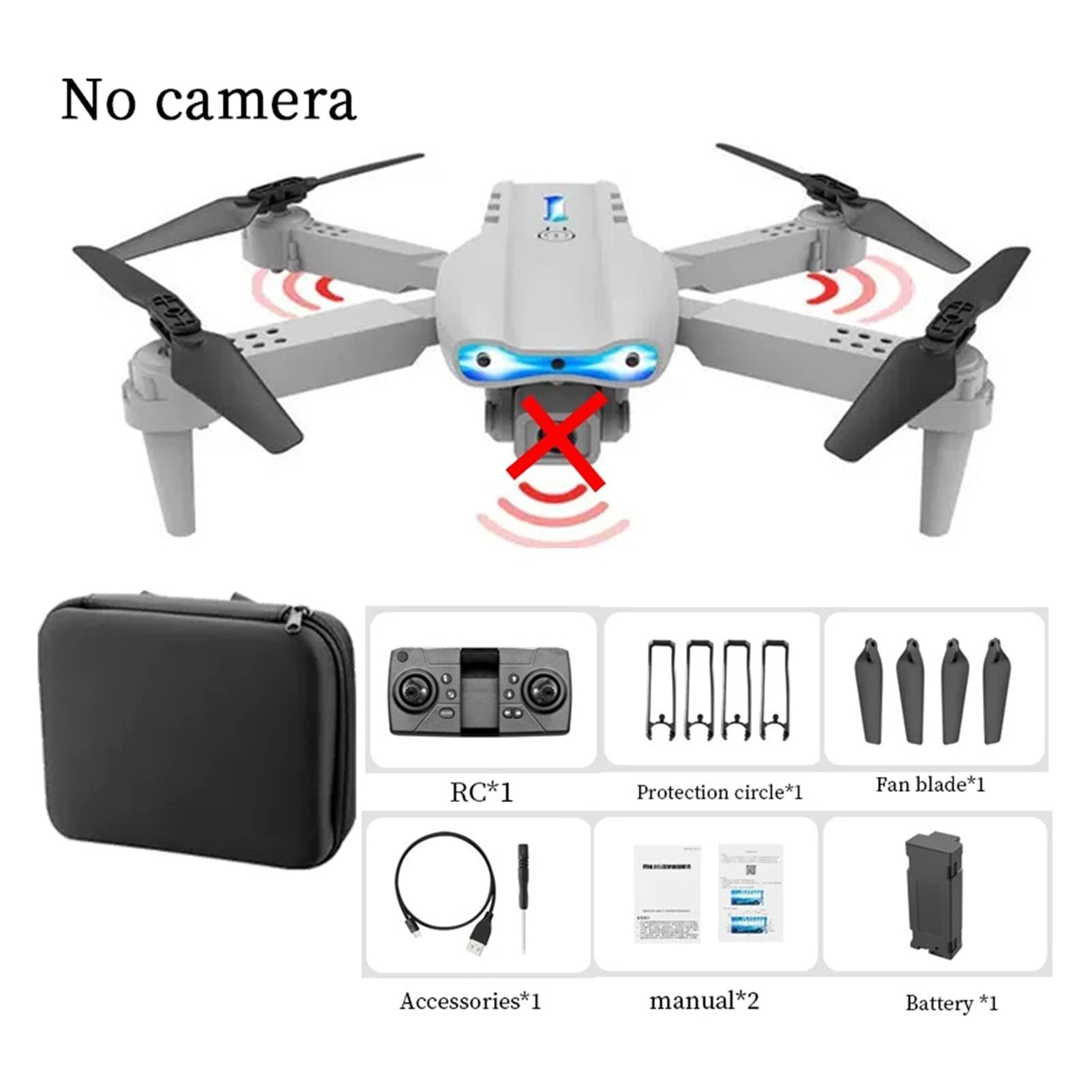 Drone Mini Drone 4K Podwójna kamera HD Kamera szerokokątna WiFi Fotografia lotnicza Helikopter Składany quadcopter Drone Toy (Kolor : 4K HD Szary Rozmiar : 1) (Brak szarej kamery 1)