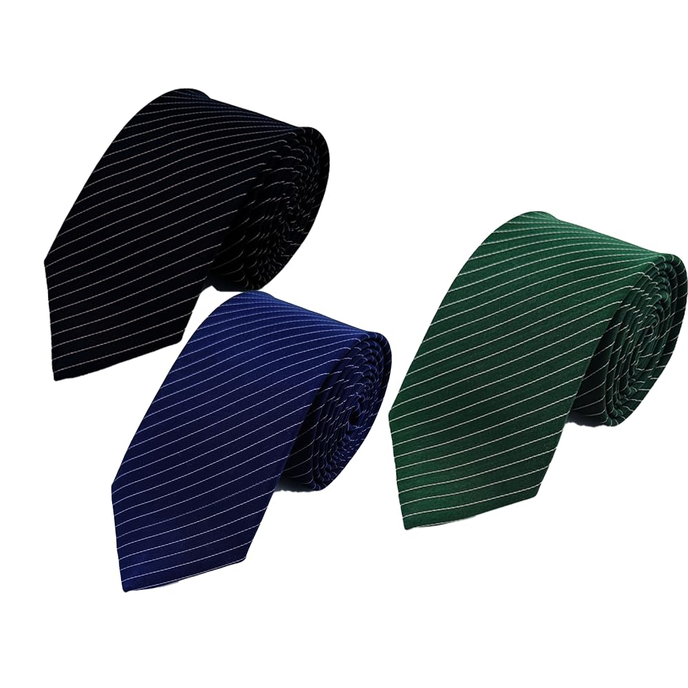 Men’s Striped Tie Combo for Men | Formal Business Wedding Necktie Set | Microfiber Slim Neck Tie for Shirt & Suit | Office Party Groom Wear-image-5