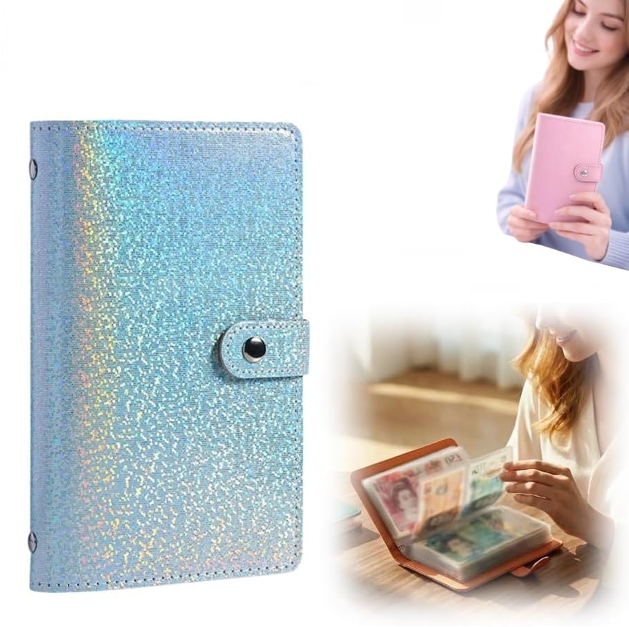 UAZEO 100 Envelopes Saving Challenge, Money Saving Wallet, Includes Saving Notebook & Binder Savings Challenge Both Sides Can be Used, Reusable Money Budget Binder or Cash Envelopes (Mix - Blue)