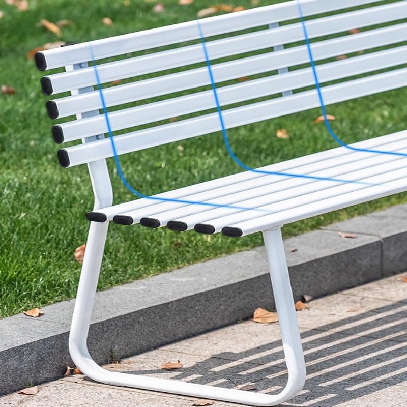 Weatherproof Ergonomic Garden Bench with Backrest - Durable Galvanized Steel, 500kg Capacity, Perfect for Parks, Porches & Outdoor Spaces (Blue, 120x45x74cm)