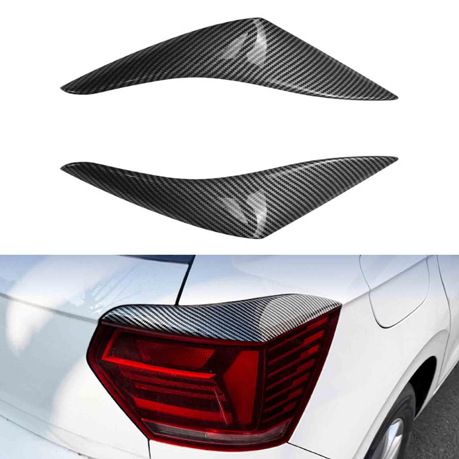 YPFYBHD Compatible with VW Polo MK6 2018-2021, 1 Pair Car Headlight Eyebrow Eyelid Lamp Car Evil Eye Car Sticker Exterior Accessories Modification, Carbon Fiber Look