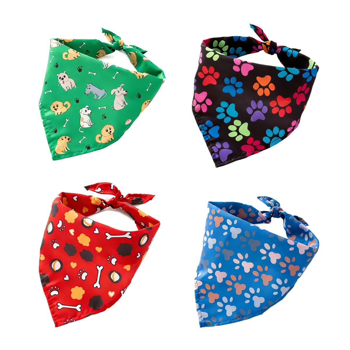 4PCS Dog Bandana for Small Medium Large Dogs, Summer Dog Bandana Cat Dog Kerchief Dog Triangle Bibs Scarf Adjustable and Washable Dogs Decoration Accessories for Dog Cats Puppy (Four colors) — image 1