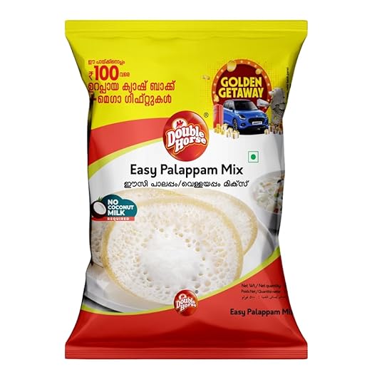 Double Horse Easy Palappam Mix 500g | Coconut Milk Not Required | 1 Hour Fermentation | Soft & Fluffy | Vellayappam | Appam