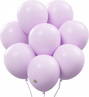 AFTERLOON® Biodegradable Balloons 24 pcs Pale Lavender 10 Inch, Matte Color Thickened Extra Strong Natural Latex Helium Float, Multicolor Colorful Bulk Color ballon Globos Para Decoration De Fiestas