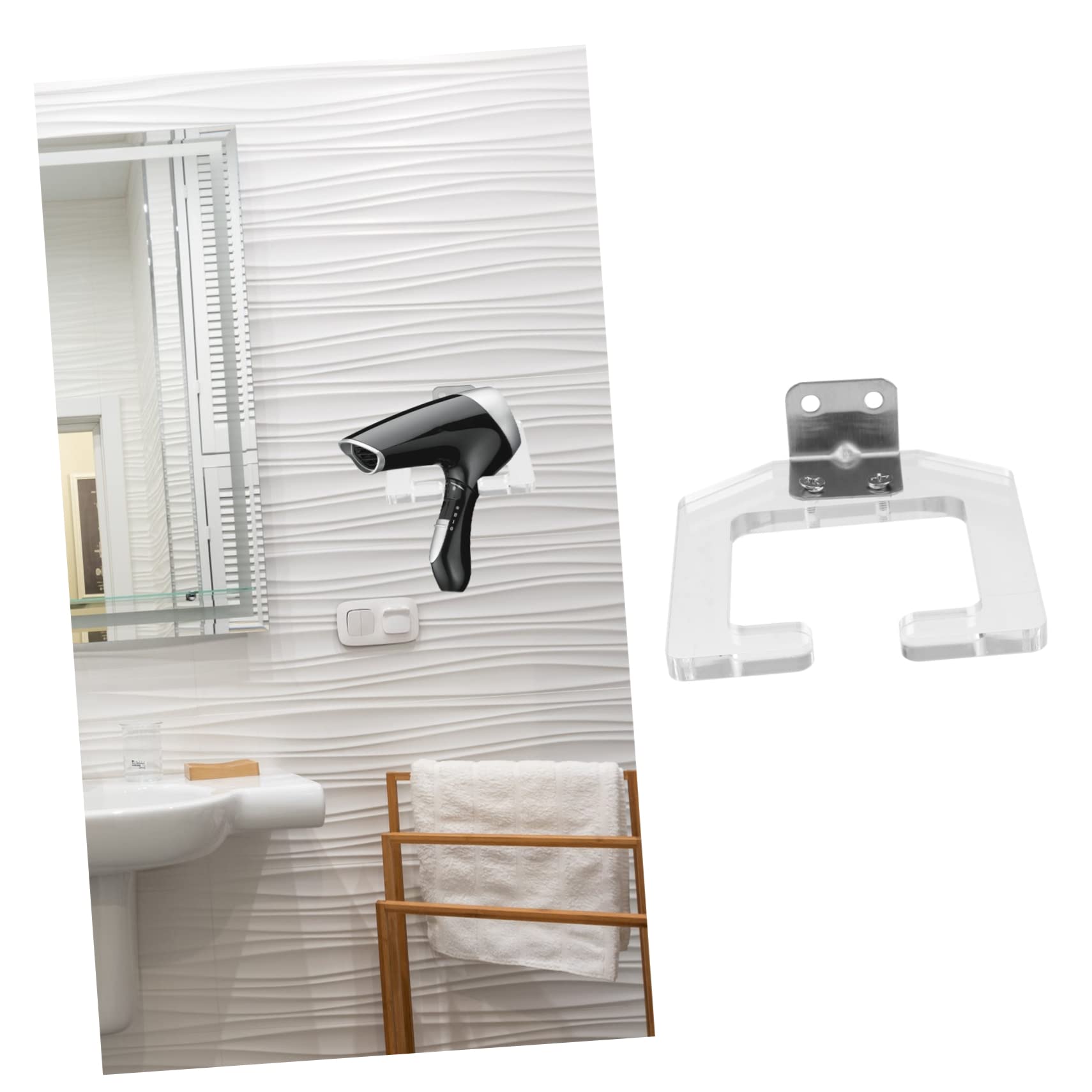 TOPBATHY 3pezzi Supporto Per Asciugacapelli Da Bagno Mensola Murale Per Asciugacapelli Design Moderno e Resistente Per Spazi Ridotti e Bagni Eleganti