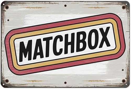 Letrero de metal vintage Matchbox Cars, 8 x 12 pulgadas, decoración de montaje en pared para garaje, bar, jardín