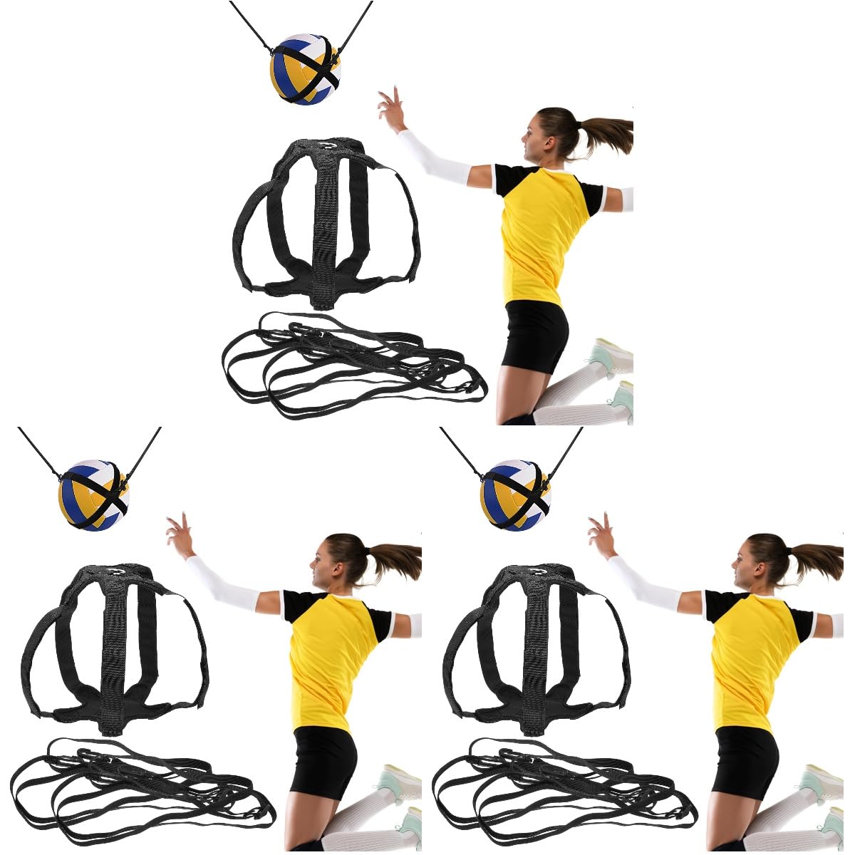Supvox Volleyball-Trainingsgürtel tragbar Stangen Netz Spike Trainer Fußballtrainingsausrüstung werkzeug Volleyball-Trainer -Trainingsbänder -Tool Nylon Black