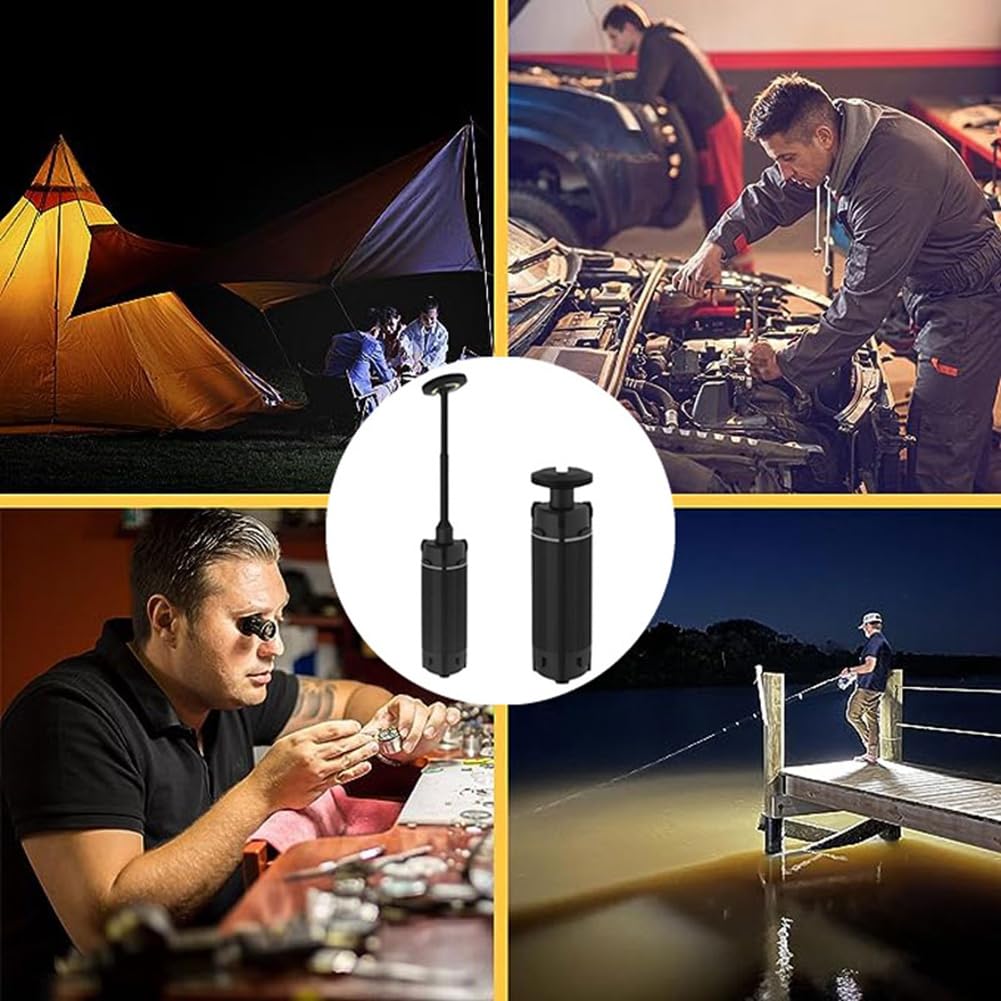 Tragbare Campinglaterne, Teleskopische LED-Arbeitsleuchte, Wiederaufladbar über USB, für Outdoor-Angelzelt, Notlampe mit Stativ