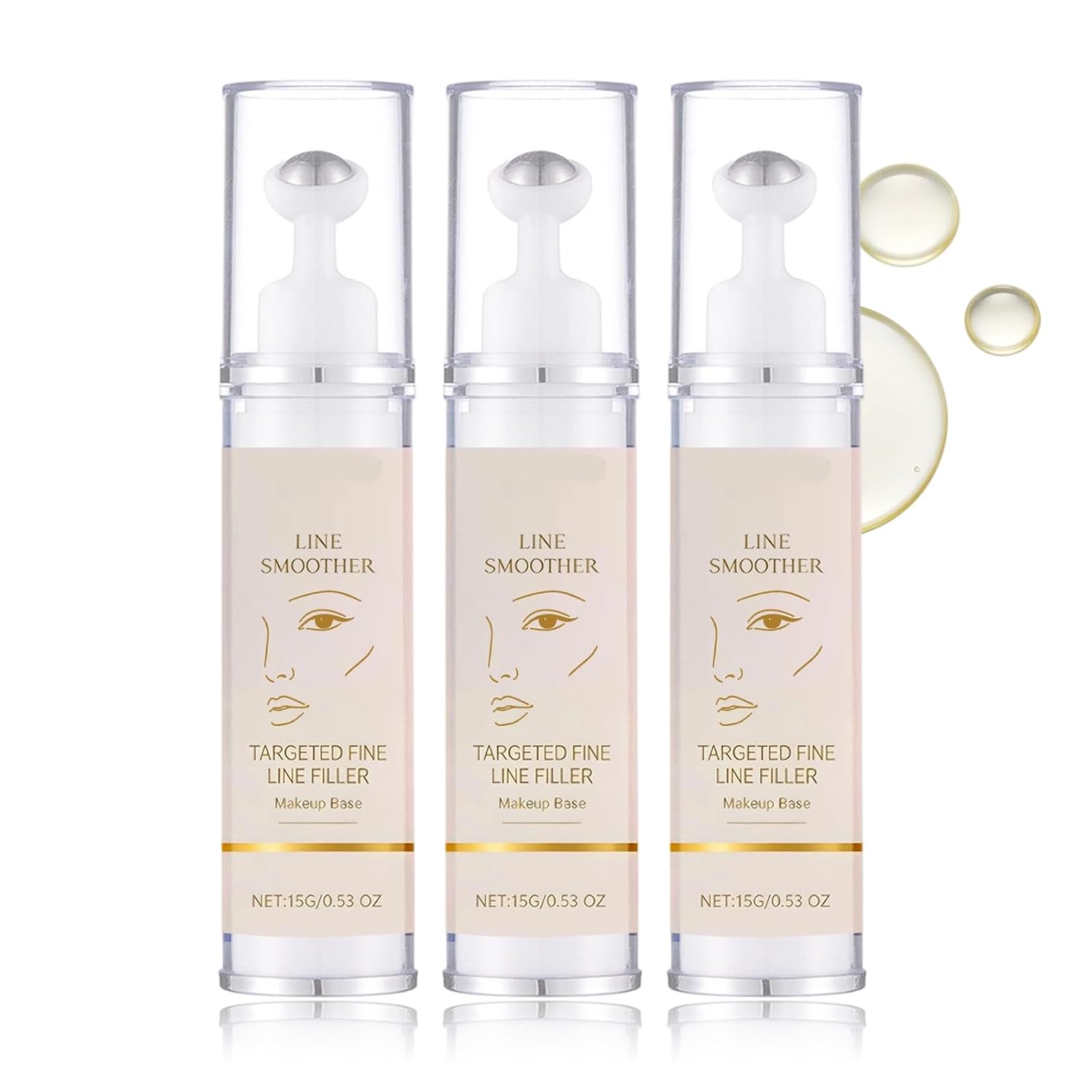 Line Smoother for Wrinkles & Fine Lines - Hydrating Face Primer for Mature Skin to Blur Imperfections, Redness Reducing Moisturizer for a Healthy-Looking Smooth Texture (3PC)