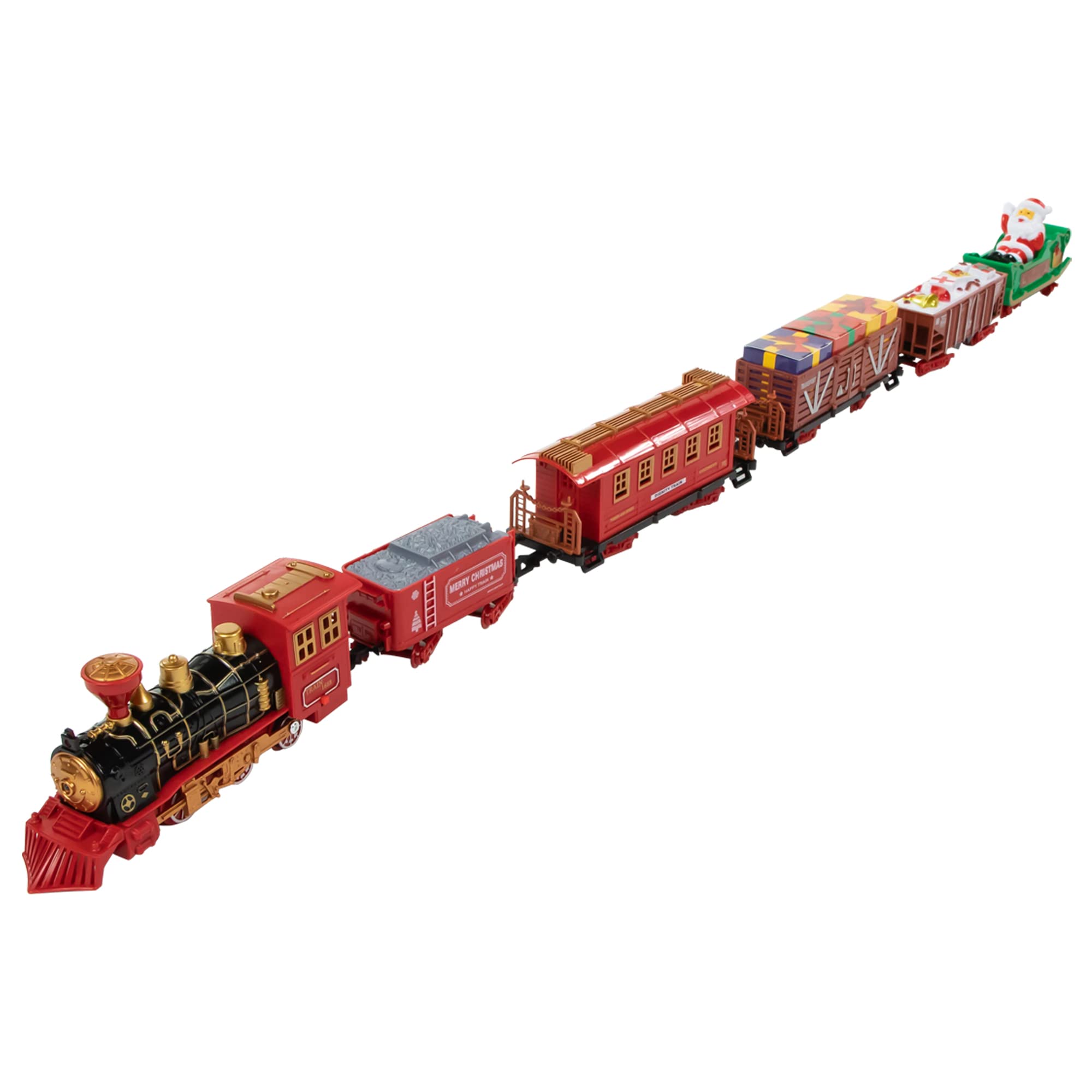 Northlight 22pc Battery Operated Lighted and Animated Christmas Train Set with Music and Sound, 3.5", Red