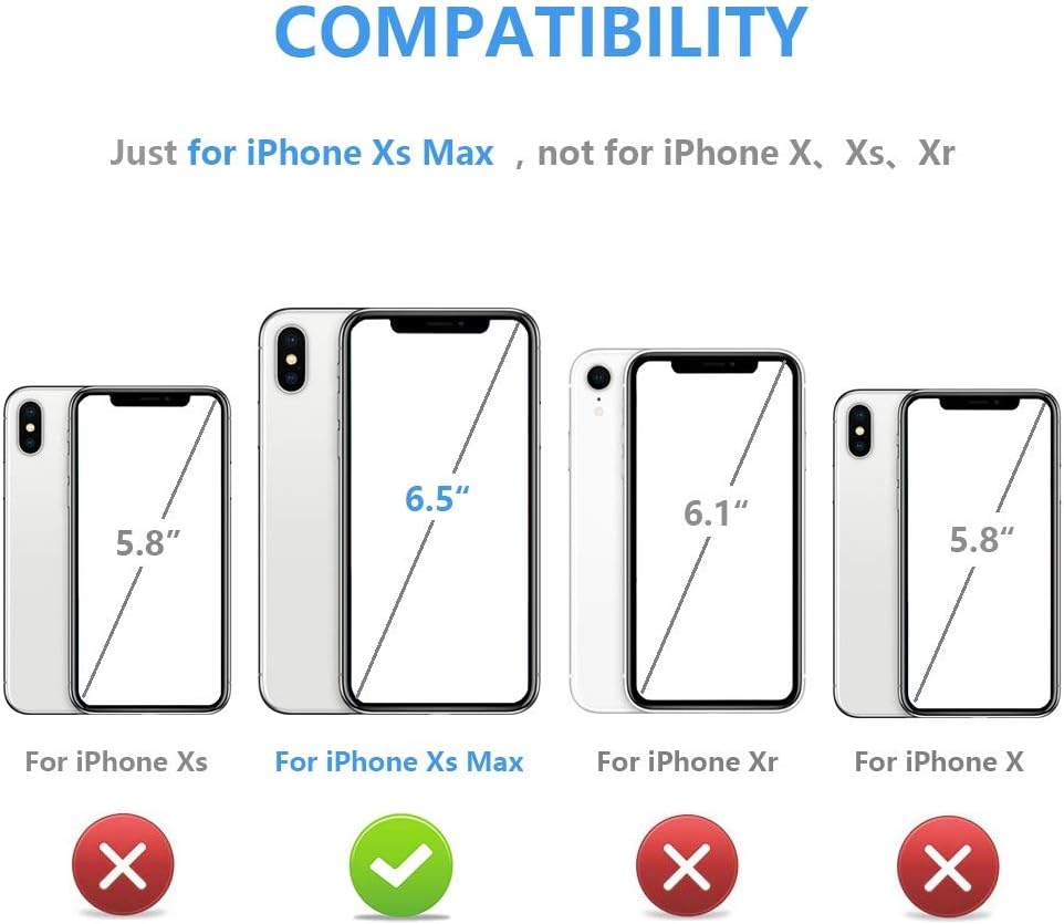 iPhone Xs Max Wallet Case with Card Holder,OT ONETOP Premium PU Leather Kickstand Card Slots Case,Double Magnetic Clasp and Durable Shockproof Cover 6.5 Inch(White)