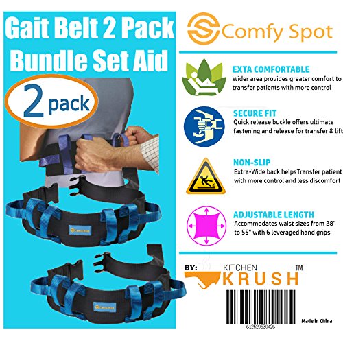 Gait Belt Transfer Belt 2 Pack with Quick Release Lifts Medical Safety Belts for Elderly to Lift and Transfer Physical Therapy Belt Straps and Elderly Care Lifts