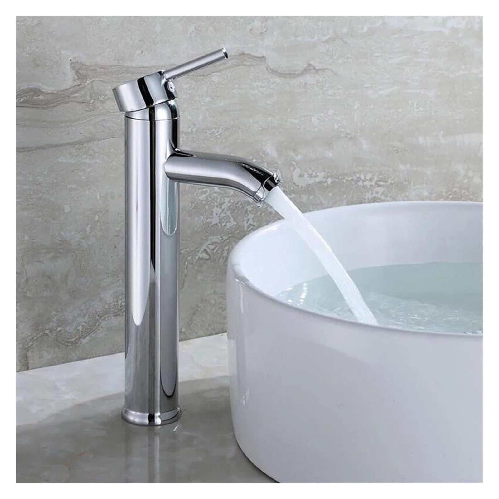 Mitigeur noir et chrome monotrou en acier inoxydable pour lavabo haut