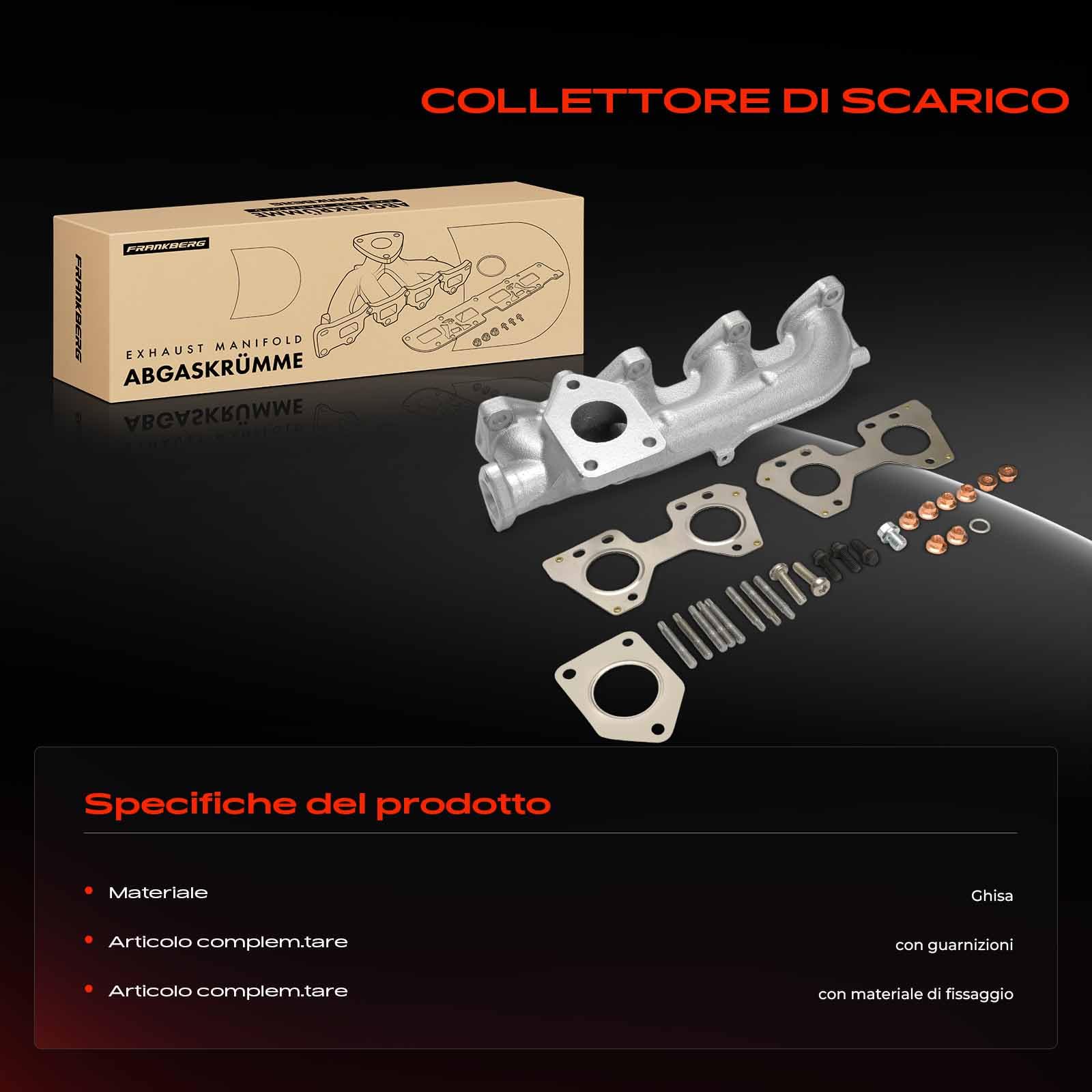 Frankberg Collettore di scarico con guarnizione 11627810182 | Compatibile con: Serie 1 Cabrio E88, Serie 5 F10, Serie 3 Touring E91, X1 E84, Serie 3 E90, Serie 5 Touring E61