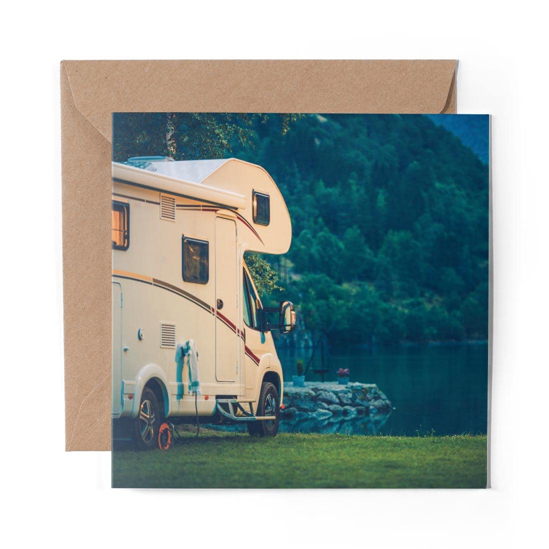 1 Carte De Vœux (insert Photo) - Caravane Camping - Vierge Anniversaire