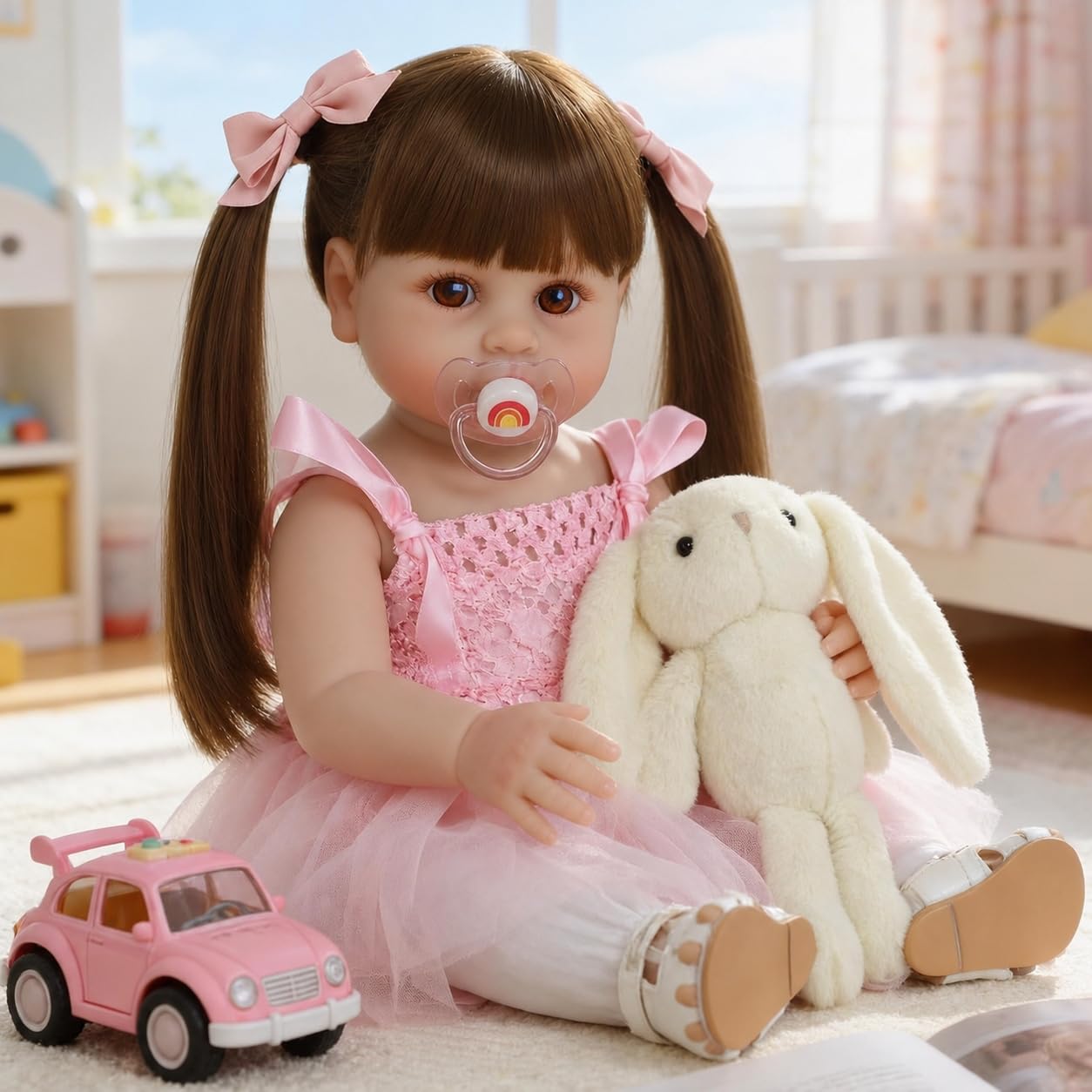 SCOM Lifelike Reborn Dolls Girl -20 Inch Realistic Baby Doll Newborn Baby Dolls，Lifelike Baby Doll Silicone Toddler Clothes Gift Set for Age 3+