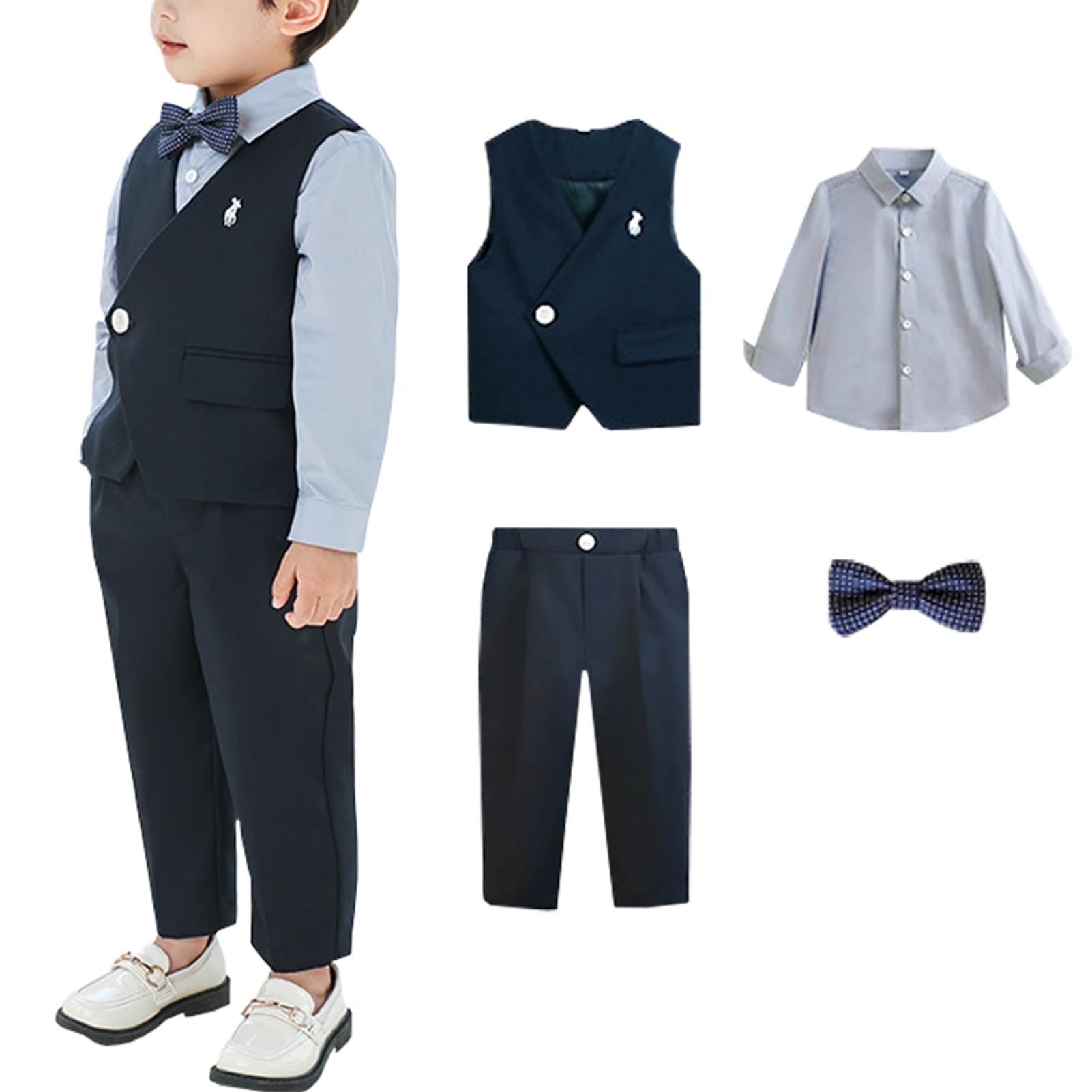 Abiti da Cerimonia Eleganti per Bambini Ragazzi, Completo Formale per Battesimo, Gentiluomo Nozze Smoking Abito per Ballo di Fine Anno