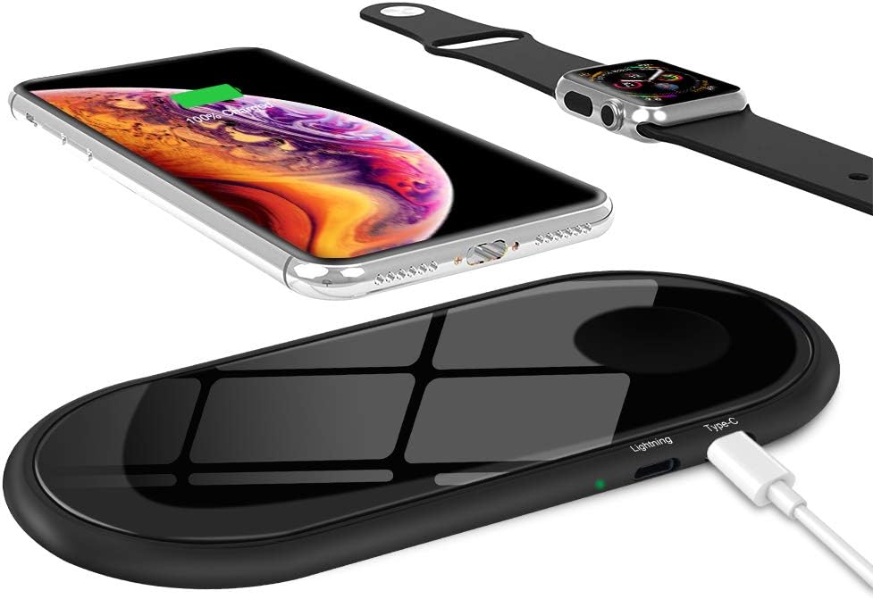Fast Wireless Charger, ZealSound Qi-Certified Wireless Charging Pad Station 10W/7.5W5/W Ultra Slim【Case Friendly】【 Ultra Slim Portable】 Tempered Glass for All Qi Enabled Phones and Watch (Black)