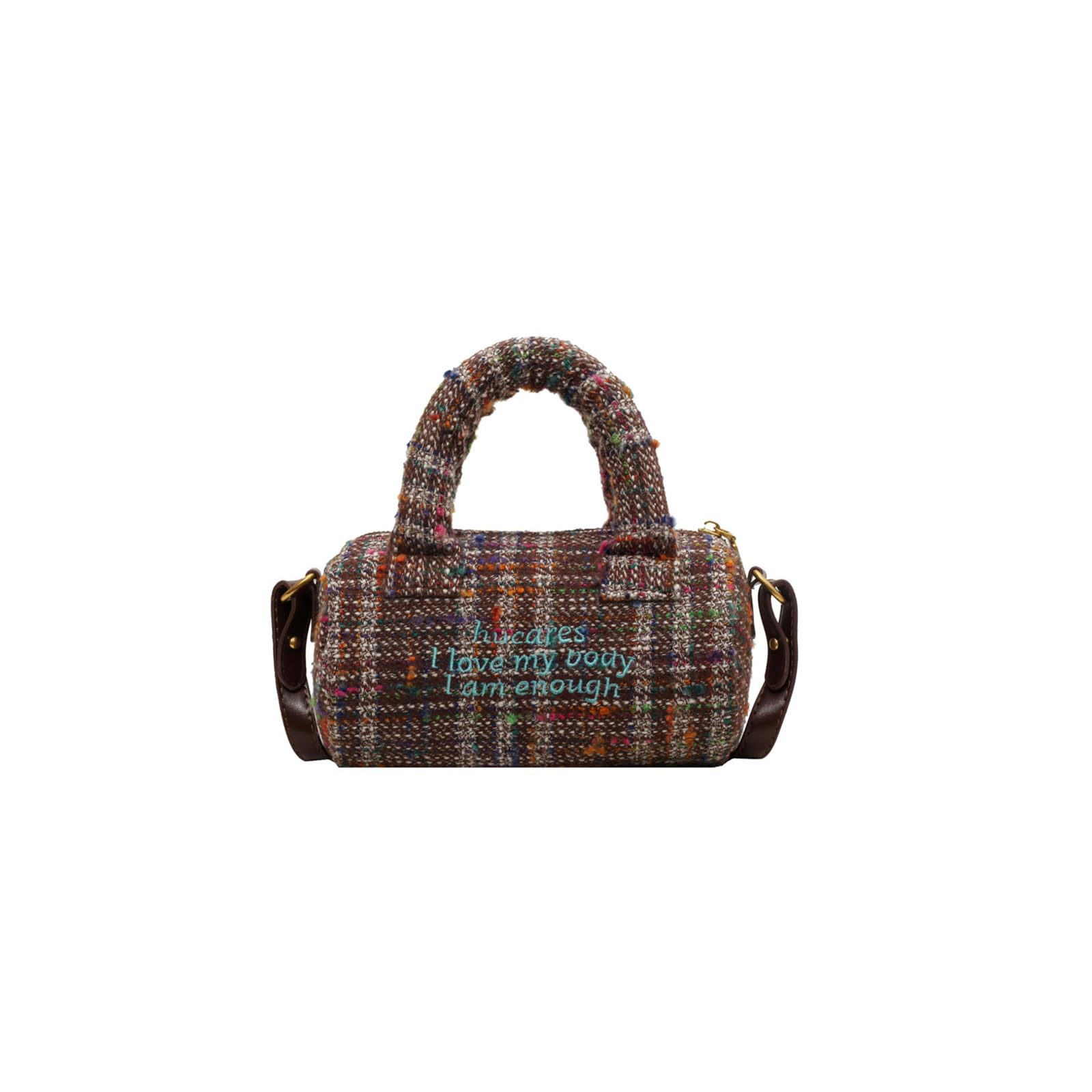 Bolso Bandolera para Mujer Bolso de Mano de Lona Bolsos Cilíndricos Media Bolsa Shopper Ligero Bolso de Hombro Bolsos Cruzados Retro Bolso Tote para Viajes Trabajo Citas Compras Café