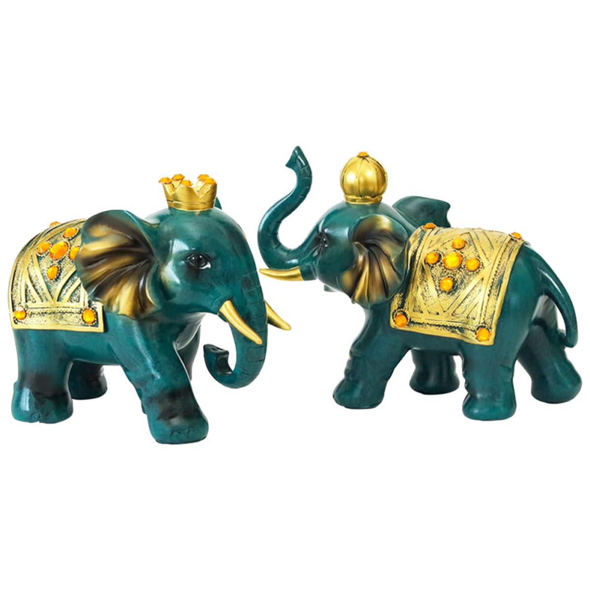 Adorno de Elefante de Resina Verde, 1 Par, Estilo Europeo