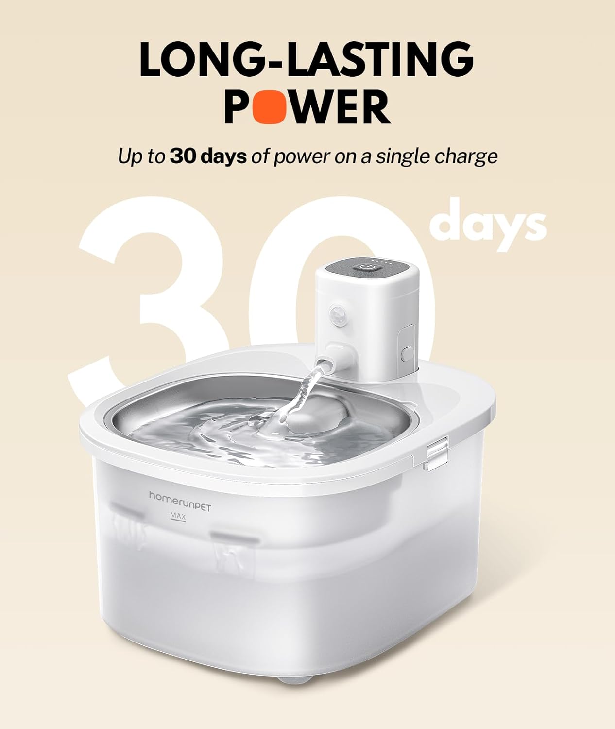 Homerunpet Wireless Pet Water Fountain - Stainless Steel Water Tray, Battery Operated Ultra-Quiet, Portable Automatic Cat & Dog Dispenser, Dishwasher Safe