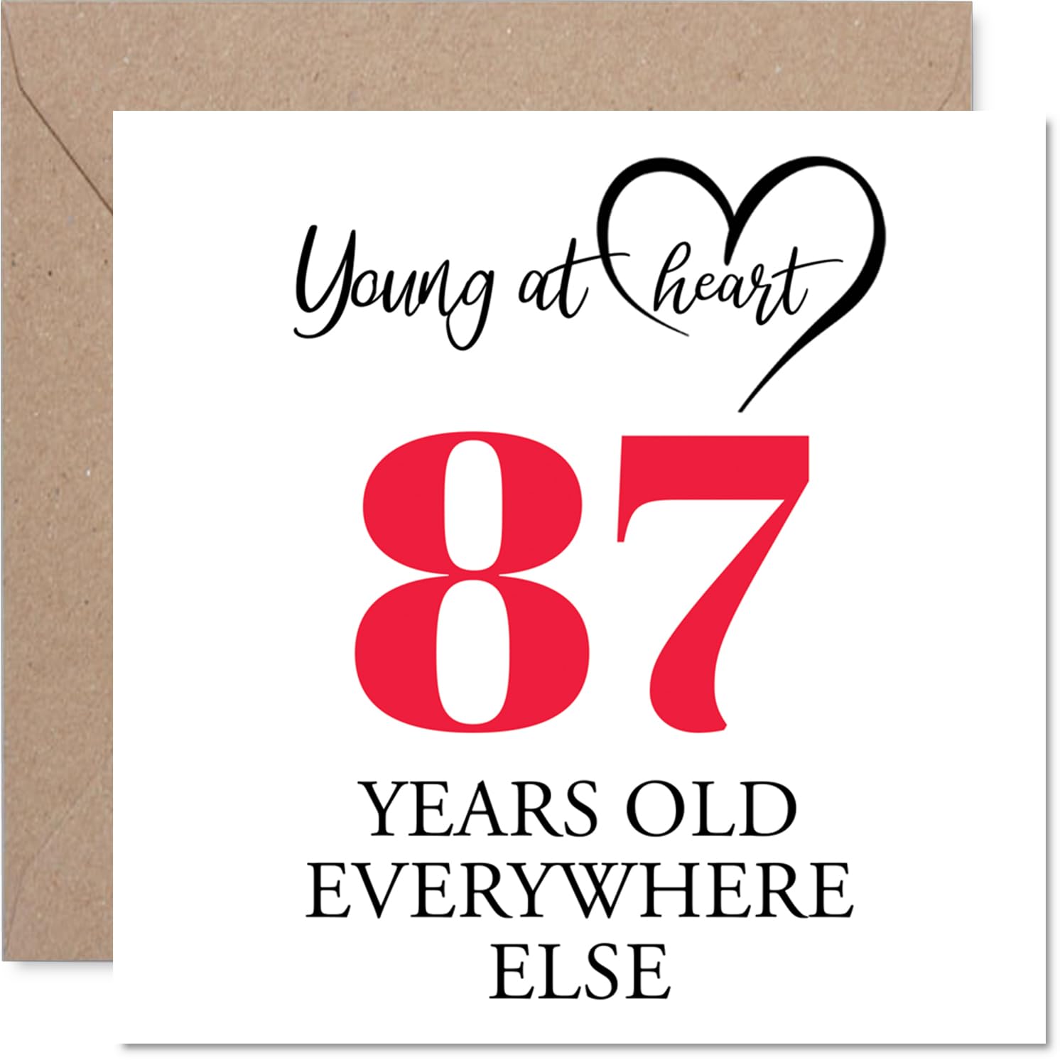 87th Birthday Cards for Men Women - Young at Heart - Happy Birthday Card for 87 Year Old Man Woman Nan Auntie Wife Uncle, 145mm Bday Greeting Cards