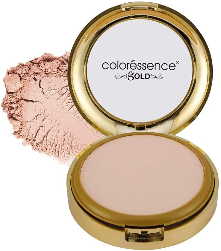 Coloressence Glitterati Compact Powder Gold Range SPF 15 Oil Free Matte Finish Face Satin Pressed Formula, 10g - Blush Matte