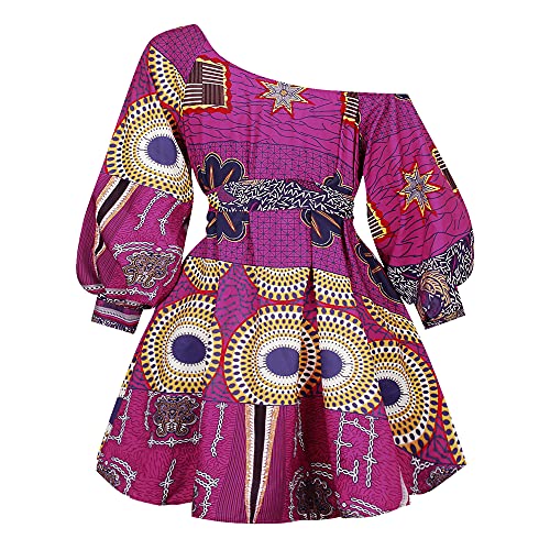 Image of Women Boho African Floral Print Pleated Short Midi Dress Multi-Way Dress for Casual Rave Club Party