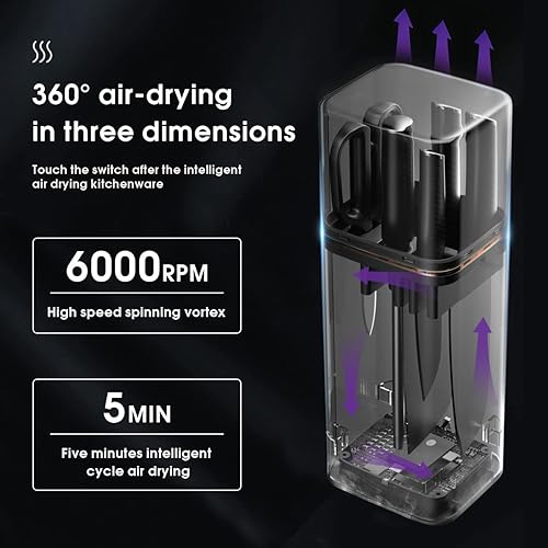 Miniatura 4 de Juego de cuchillos de cocina inteligentes con bloque, 6 cuchillos de acero inoxidable con varilla de afilado integrada. Bloque de cuchillos