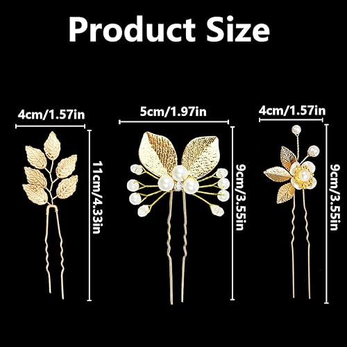 Miniatura 3 de 8 horquillas de cabello de hoja dorada con cristales, perlas, diamantes de imitación, tocado de novia, horquillas de peinado de boda, accesorios
