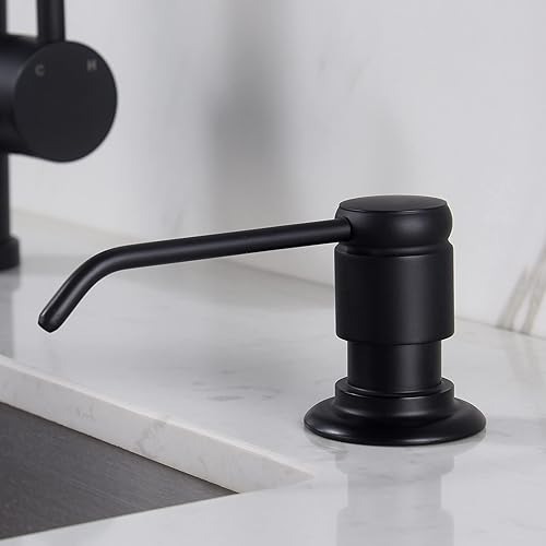 Miniatura 5 de Gagal Dispensador de jabón (negro mate) y kit de tubo de extensión para fregadero de cocina, bomba completa de latón con tubo de silicona de 40