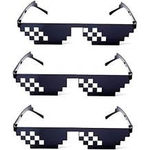 Thug Life Glasses for Men Women,Pixel Mosaic Sunglasses for Photo Props,Bachelor Party,Halloween Party Accessories 3 Pack