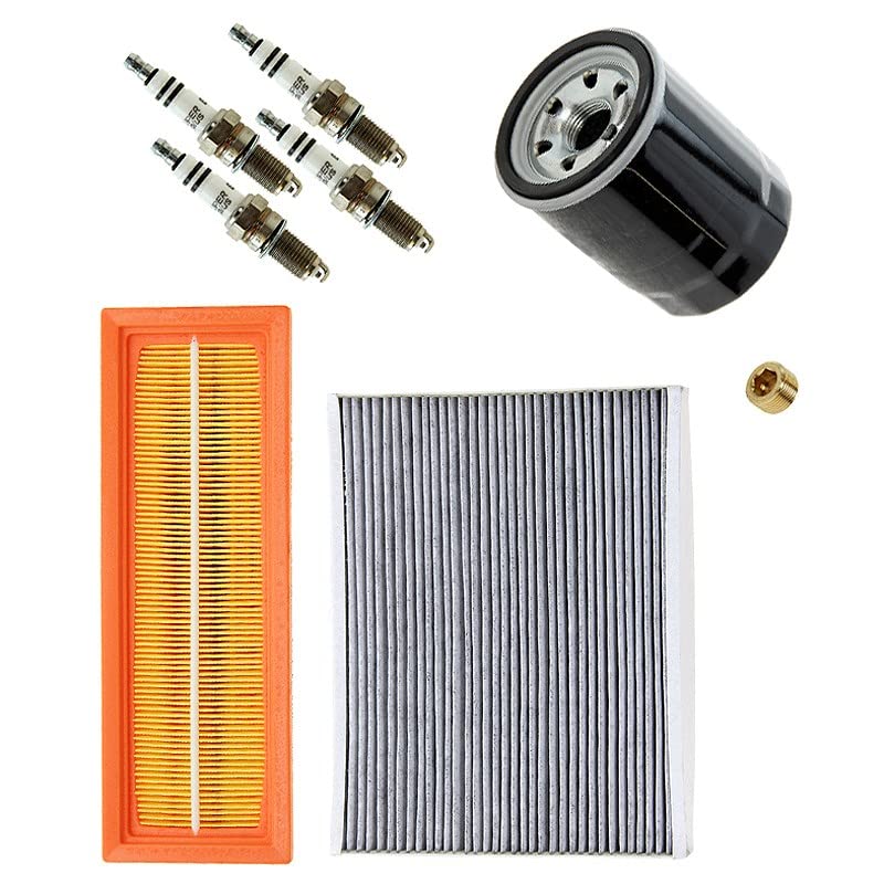 Kit Filtri E Candele ATEC Per Fiat Panda 169 | Filtro Aria, Olio, Abitacolo + Tappo Scarico + 4 Candele Super Plus FR8DC