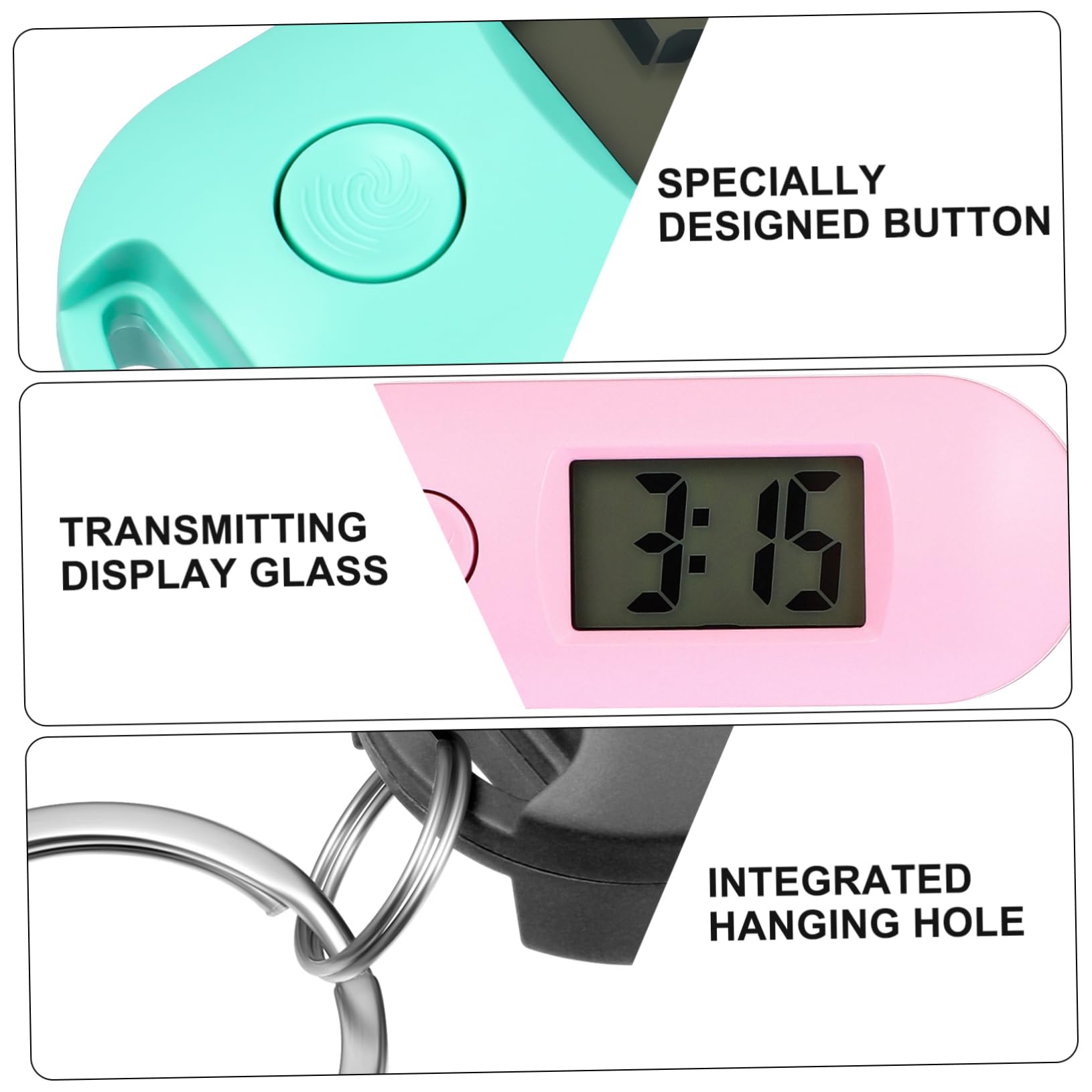 SHINEOFI Relojes Digitales De Bolsillo Silenciosos Luminosos Y Portátiles con Pantalla LCD Carcasa Resistente para Estudiantes Y Enfermeros Exámenes Y Piezas X 4