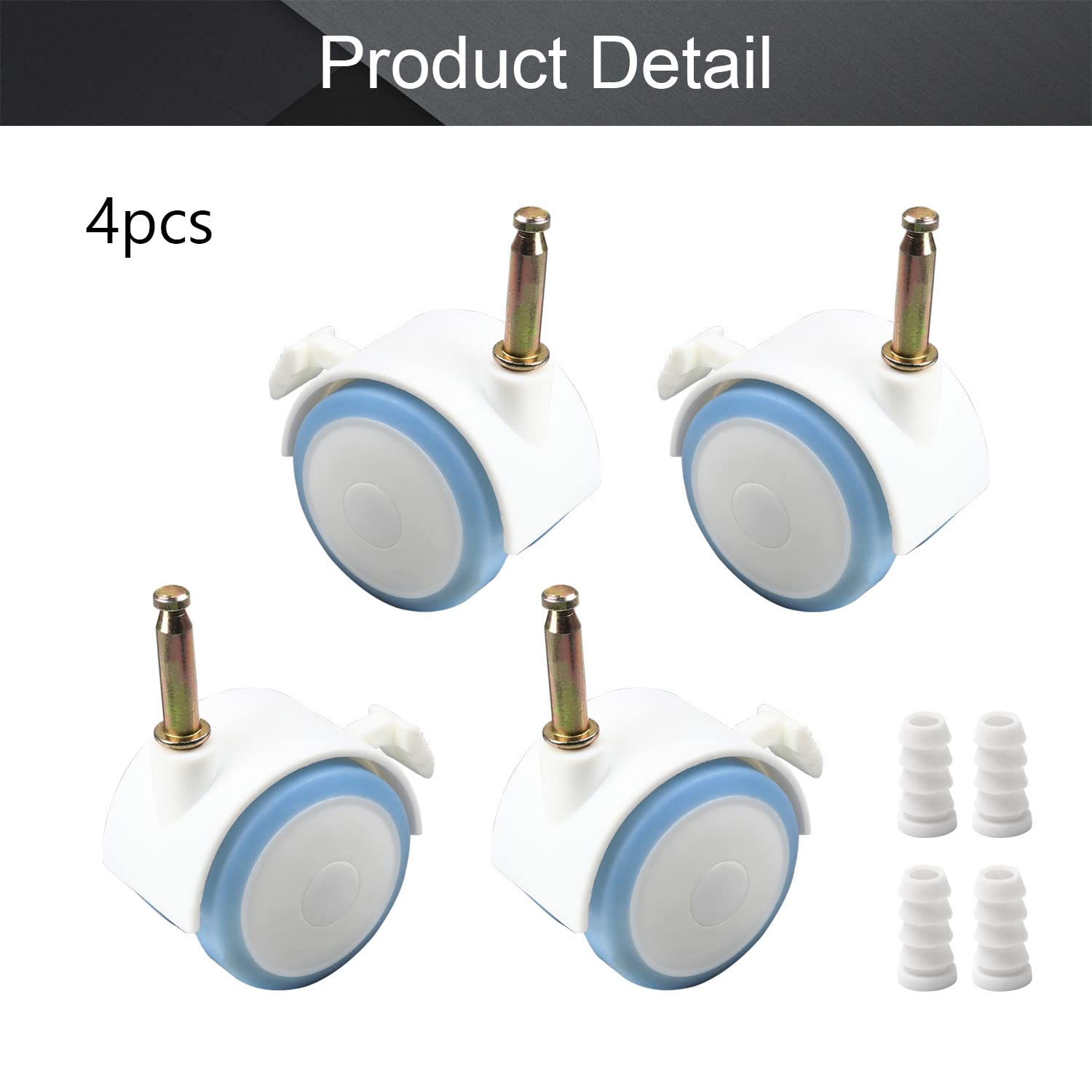MroMax - Rueda de freno giratoria para cunas (4 unidades, 6,5 mm), color azul y blanco