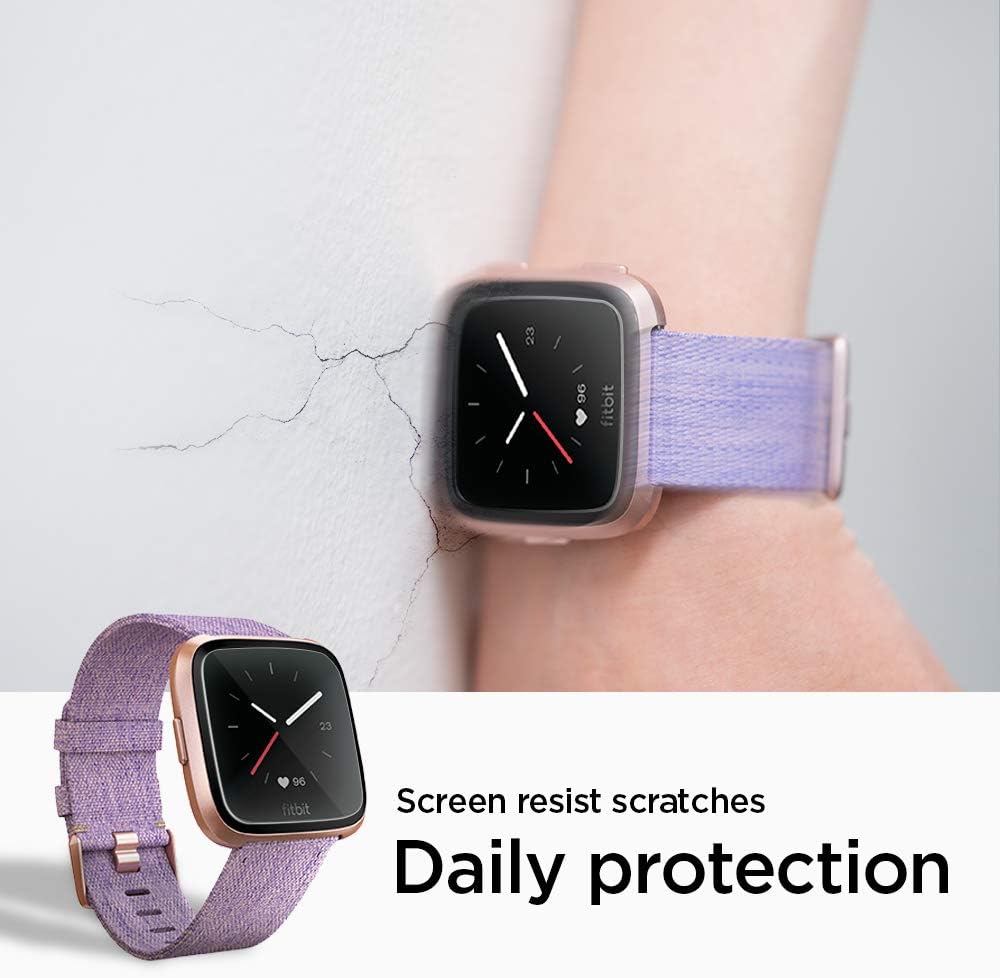 Spigen Tempered Glass Screen Protector [Glas.tR EZ Fit] Designed for Fitbit Versa/Fitbit Versa Lite [Case Friendly] - 2 Pack