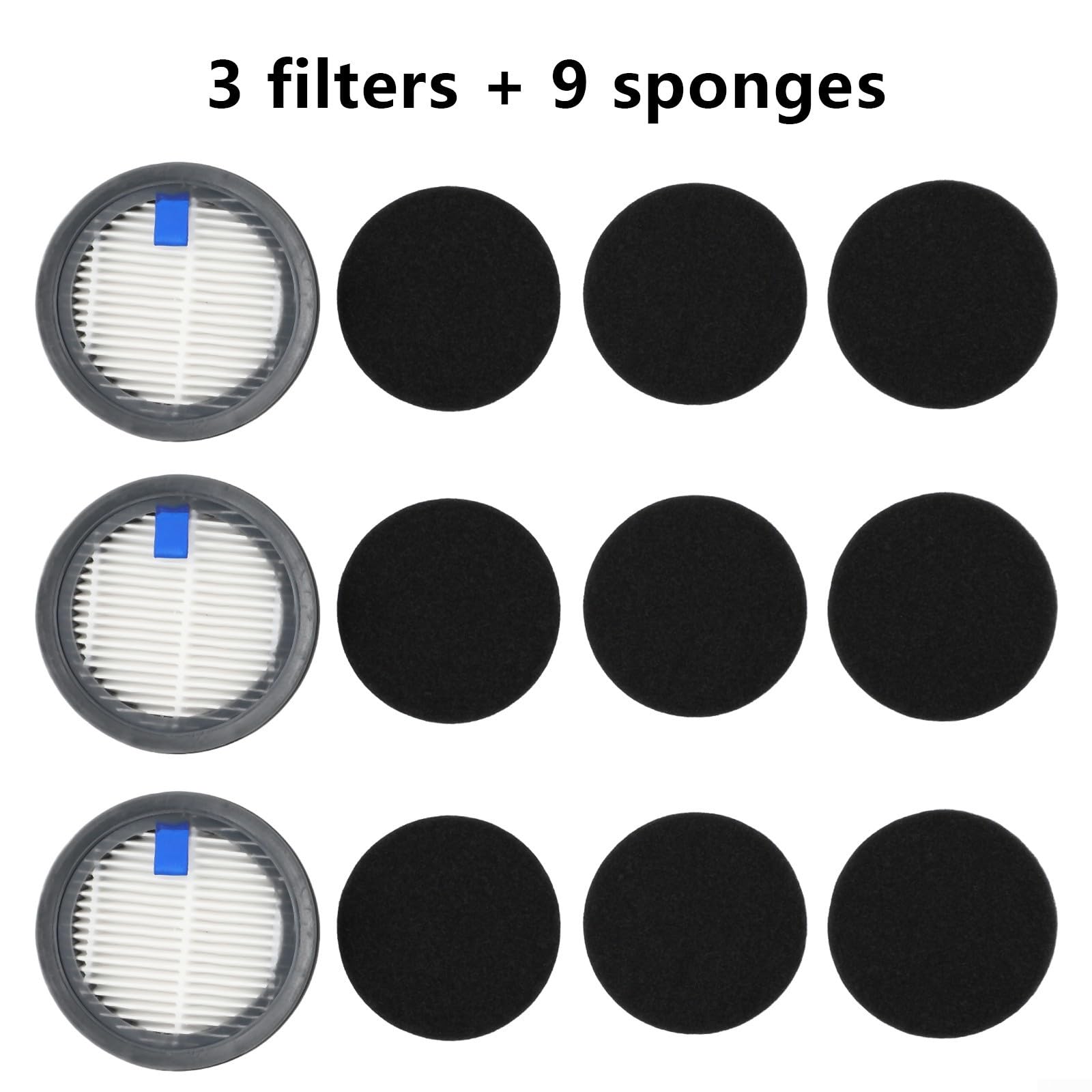 Taicols 3 Stück HEPA-Filter set mit 9 Schwämme, HEPA