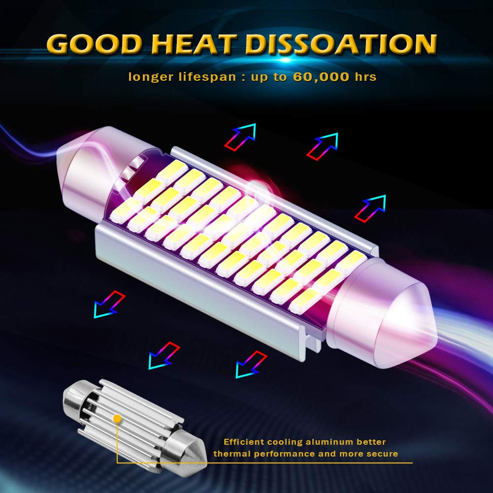 KATUR Żarówki LED Festoon C5W 41 mm, 42 mm, 6000 K, białe światło, super jasne chipsety Canbus, bez błędów, dla 211-2, 212-2, 214-2, 2112, 2122, 569, 578, oświetlenie wnętrza, kopuły, tablicy