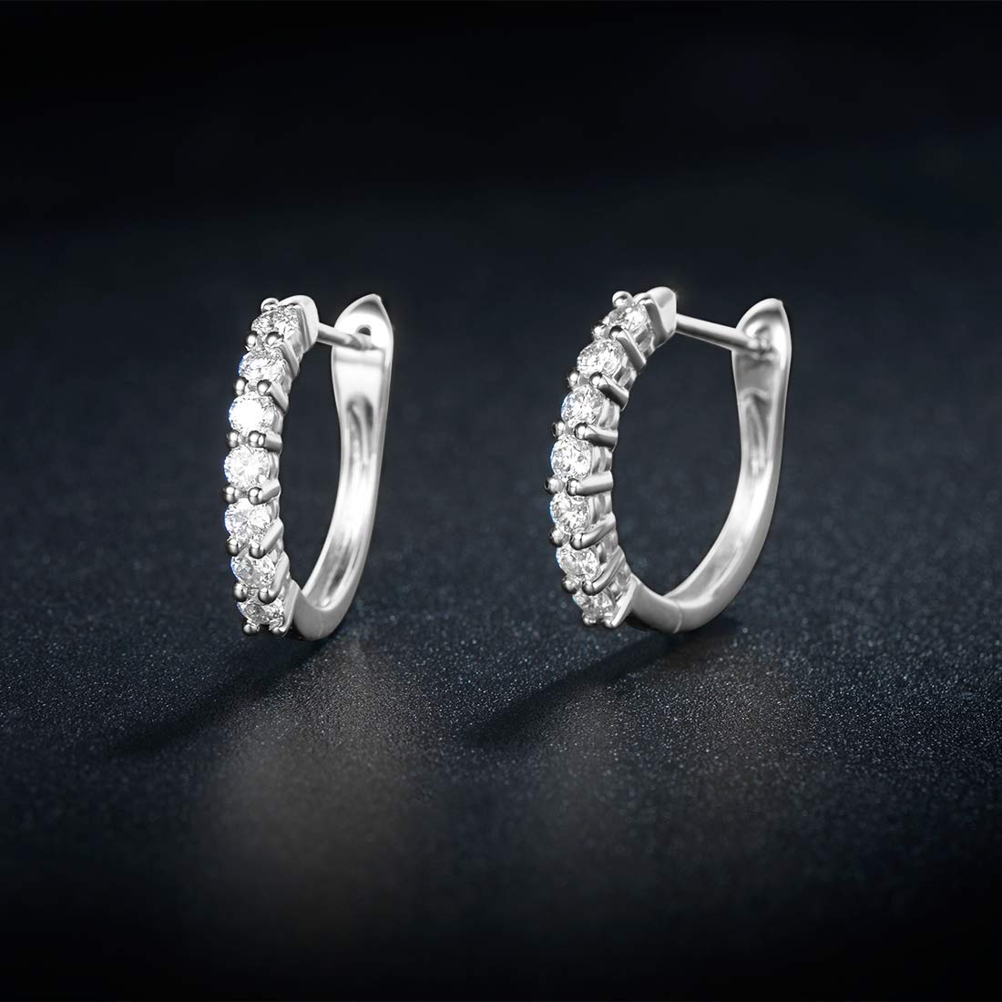 Orecchini a Cerchio Piccole in Oro Bianco/Giallo 14 Carati (585) con Gemma Moissanite Gioielli Regalo per Donna Signore Ragazze - Dimensioni: 15 * 13 mm