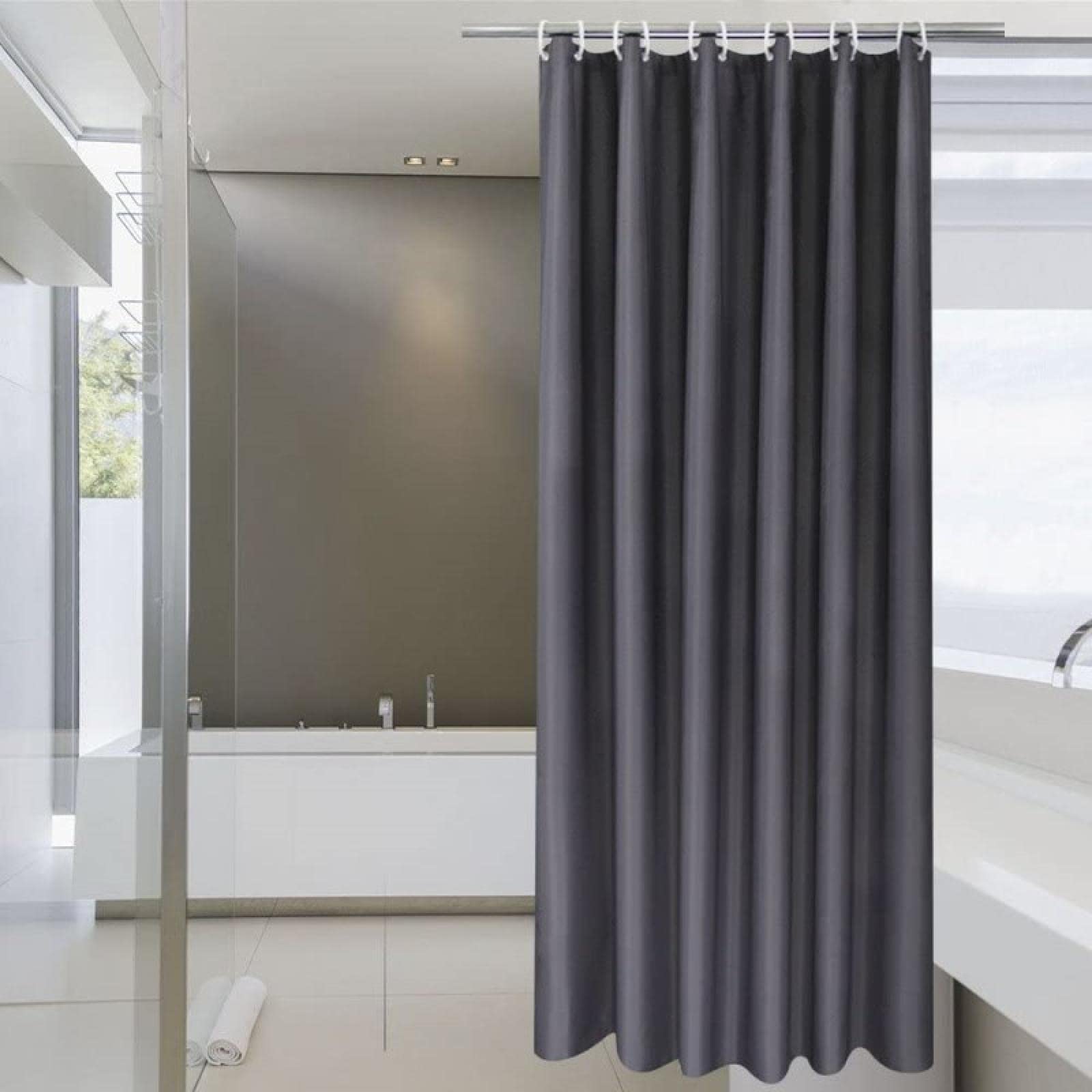 Cortina de ducha moderna impermeable con ganchos, elegante decoración de baño, diseño de ventana transparente, 180 x 200 cm, fácil de instalar y limpiar