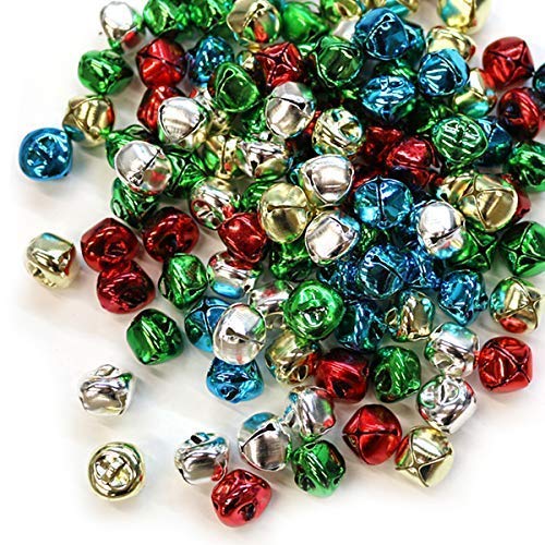 By Robelli Multicolour Christmas Metal Festive Arts & Craft Jingle Bells (10mm) 300 Pack