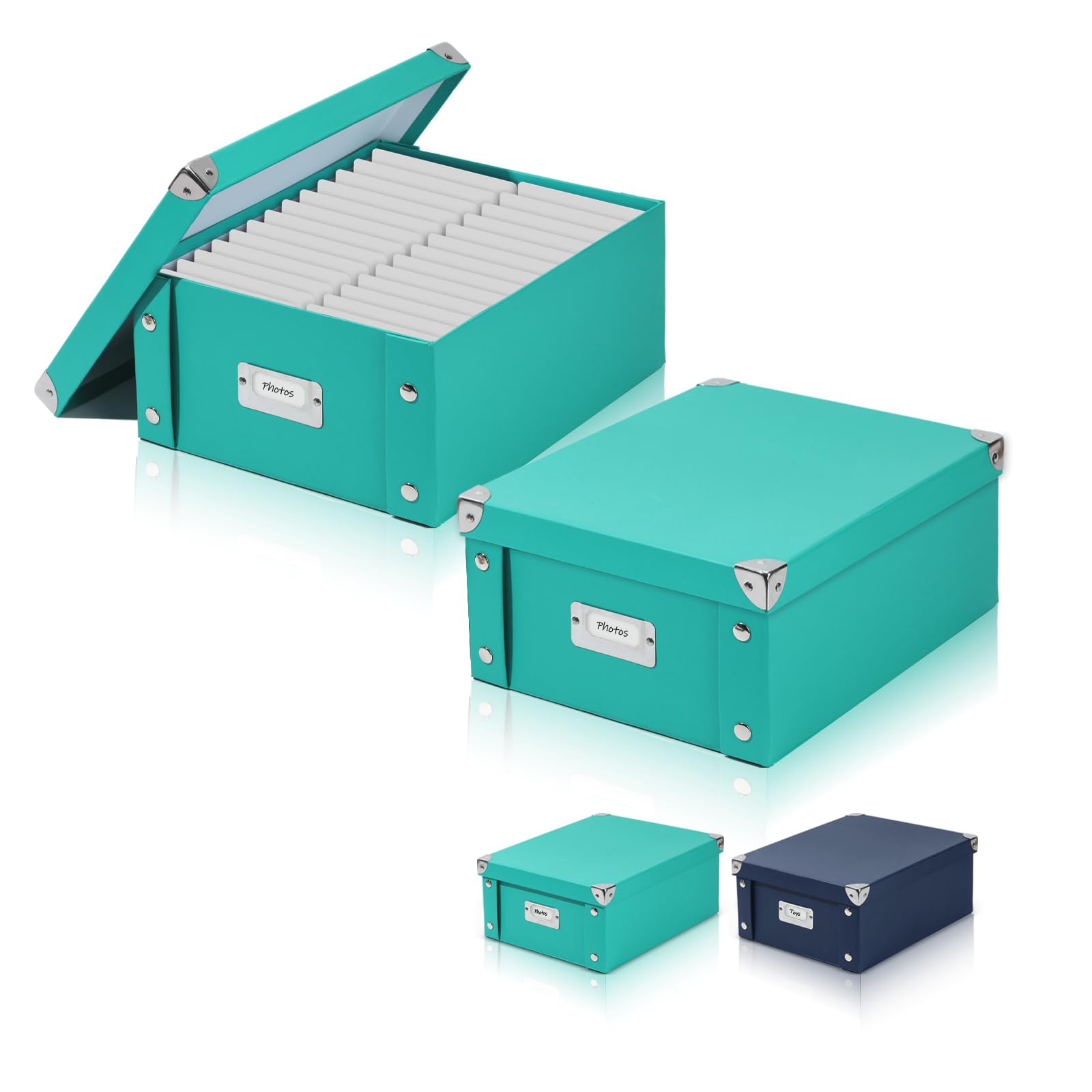 2 Pcs Checks Storage Box with Lid Document Boxes Banker Boxes Lake Green Document Bin Snap Close Receipt Box Storage Foldable Cardboard Record Boxes For Files Orangize Books Files Envelope 12"x10"x5"