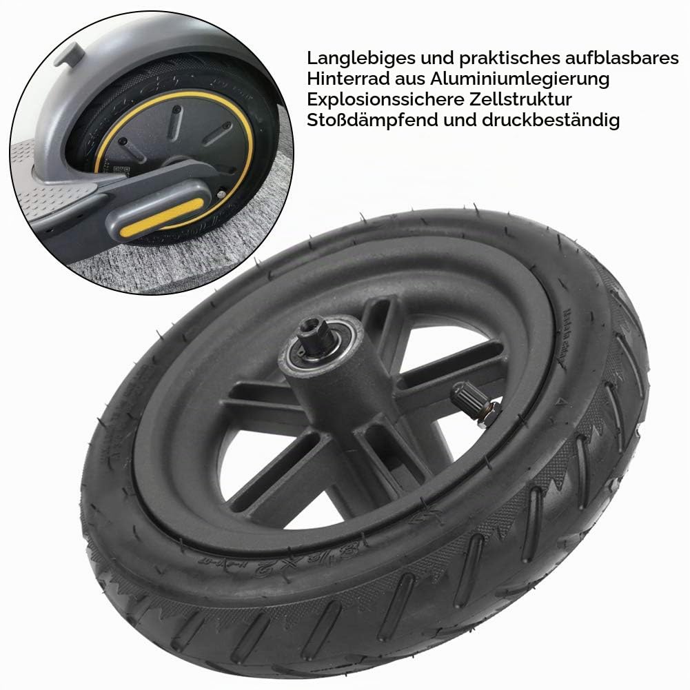 MAGT Elektroroller Hinterrad für Xiaomi M365 Pro/Pro 2, Elektroroller Aufblasbares Hinterrad Reifen E-Scooter Hinterradreifen Gummi Hinten Rad Reifen Ersatz