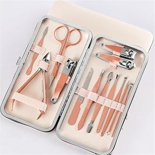 Set Manicure Set Pedicure Nail Tools Kit with Travel Case Stainless Steel Ear Spoon Nail Clippers Scissor,17pcs (13pcs)