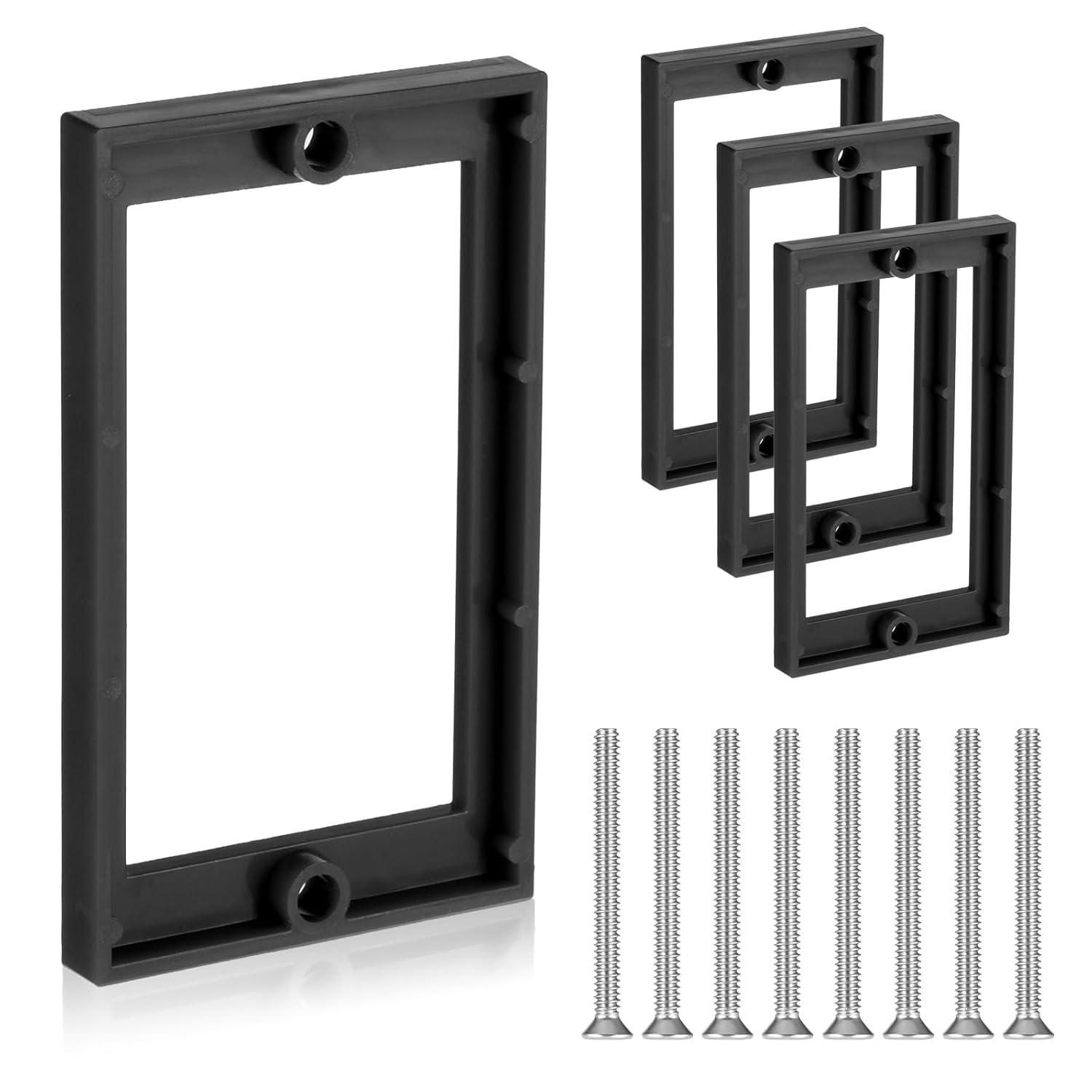 4 Pcs Electric Box Extender 1/4" Single Gang Box Extender with 8 Screws Junction Boxes Extension Accessories for Electrical Boxes and Power Socket Switch(Black)