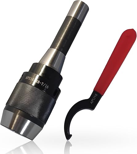 Lzcdelyxiao Portabrocas sin llave de 132" - 12" de 0.039-0.512 in con vástago integral R8 rosca 716"-20 y llave inglesa APU13 portabrocas