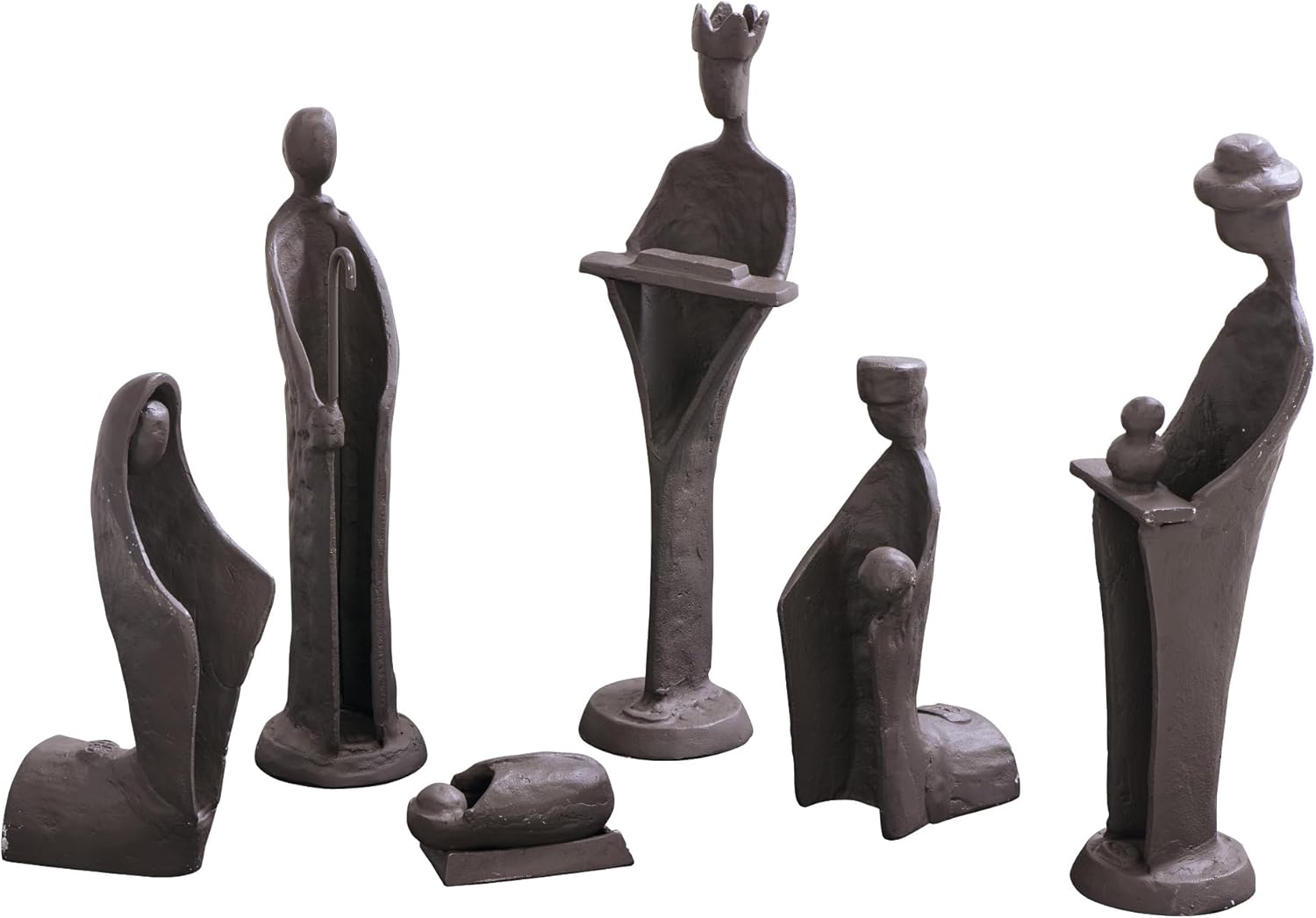 Danya B. Modern Christmas Easter Manger Nativity Scene - 9-Inch Iron Nativity Set with 6 Sculptures (Baby Jesus in a Manger, Joseph, Mary and The Three Kings)