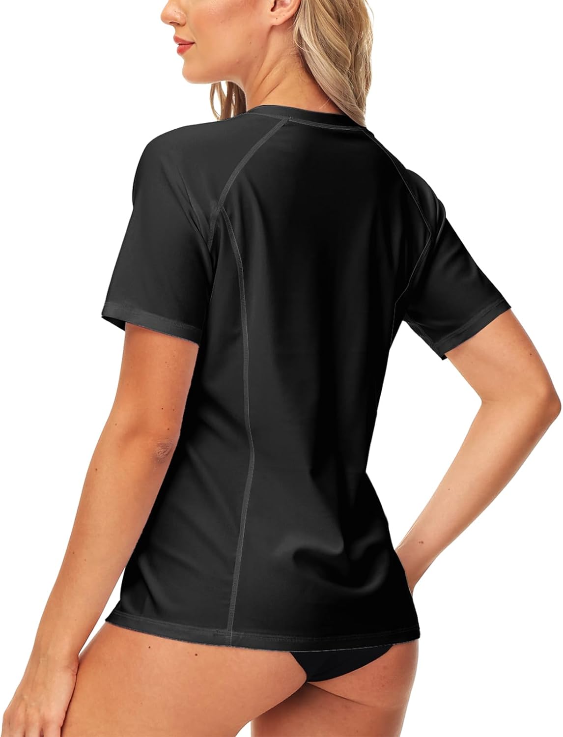 AOBUTE Short Sleeve Rash Guard Women Zip Front UPF 50 Swim Shirt Gradient Quick Dry Rashguard XL