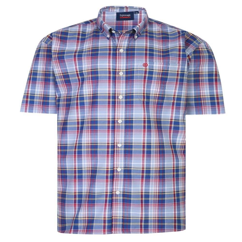 Espionage Men's Plus Size Pure Cotton Oxford Wave Short Sleeve (SH372) Blue in 8XL
